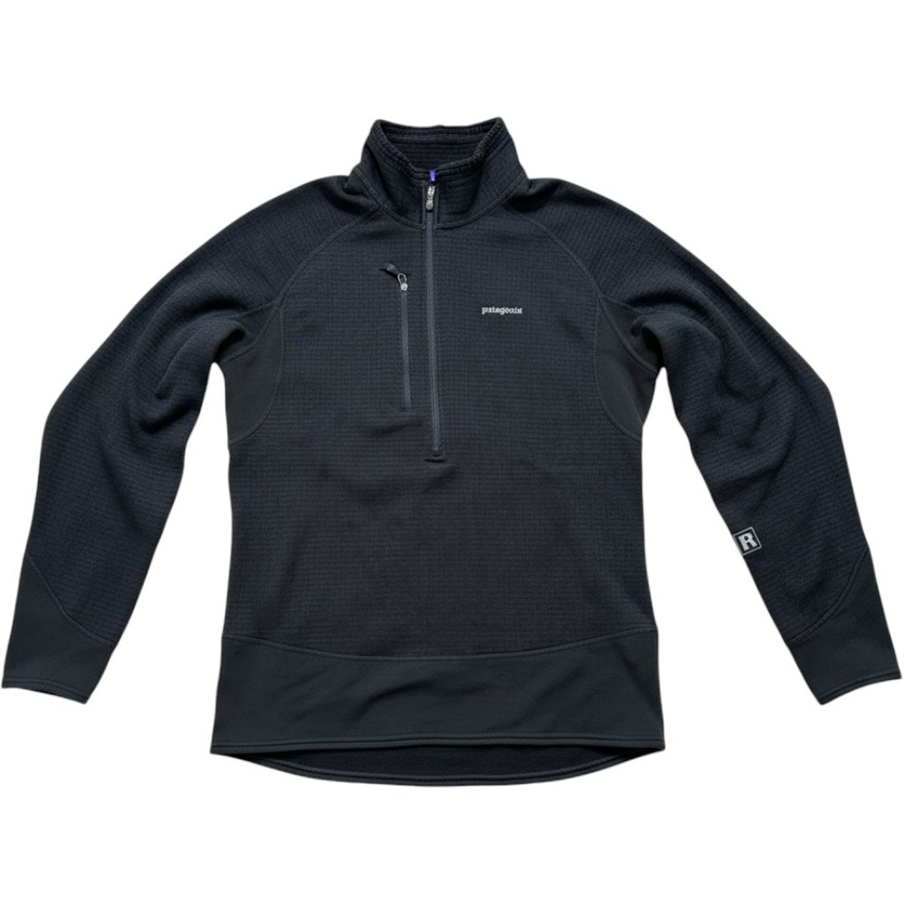 Patagonia R1 Regulator Fleece Pullover Mens Medium Black 1/4 Zip Grid 40107